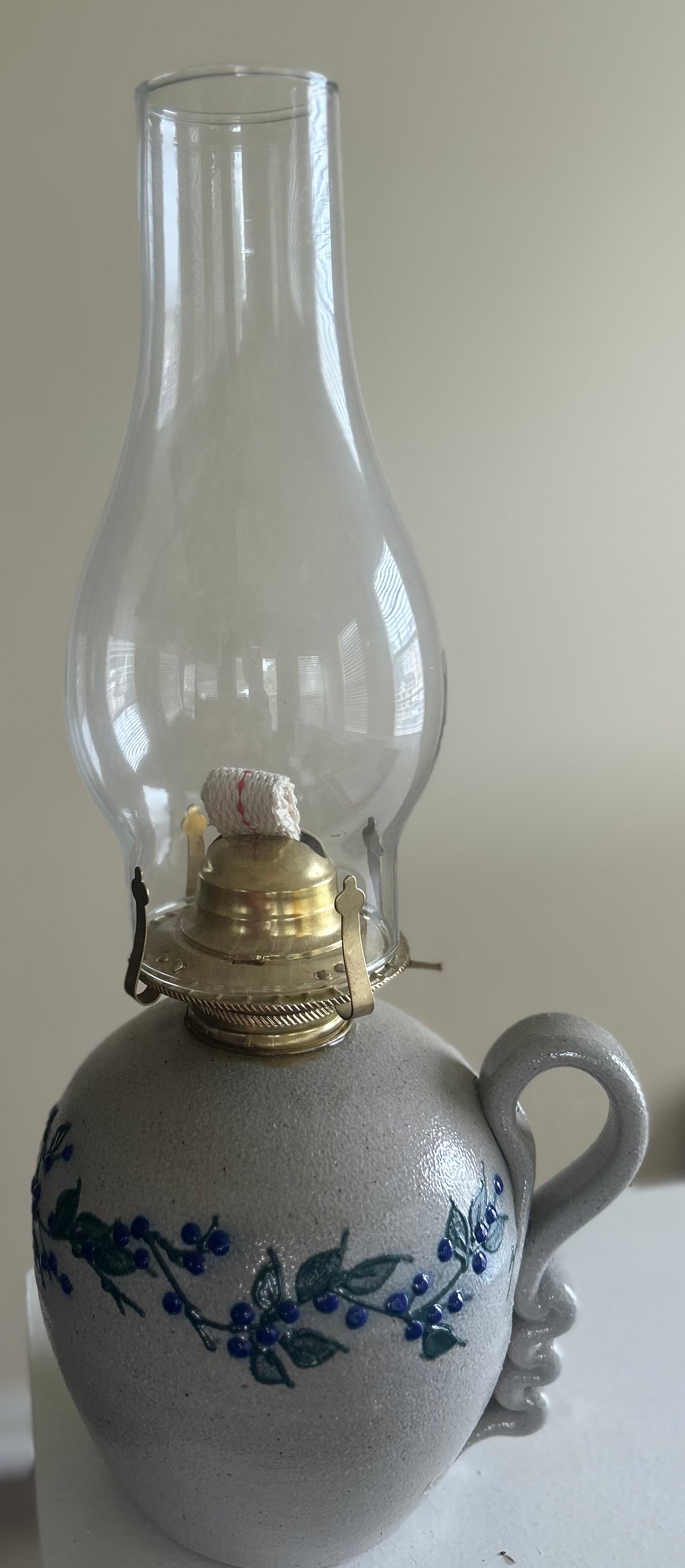 VINTAGE SALMON FALLS POTTERY OIL LAMP