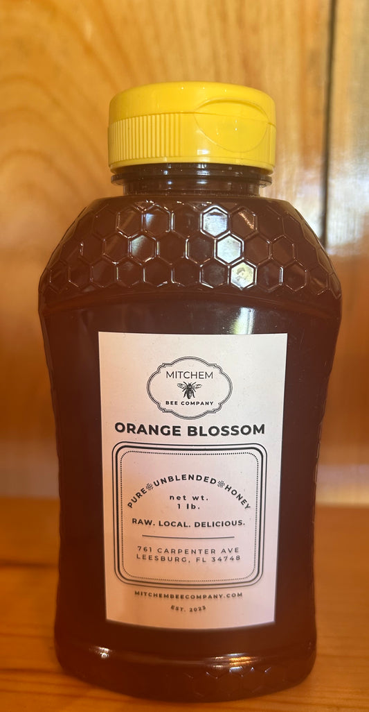 1LB Orange Raw Blossom Honey - Leesburg Fla - Mitchem Bee Company