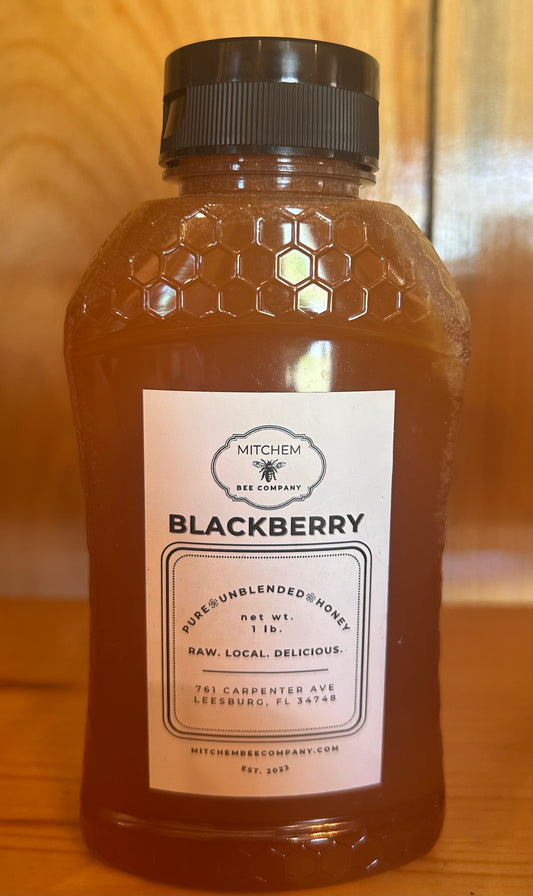 1LB Blackberry Raw Honey - Mitchem Bee Company - Leesburg, Fla