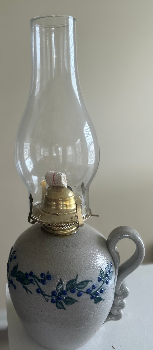 VINTAGE SALMON FALLS POTTERY OIL LAMP