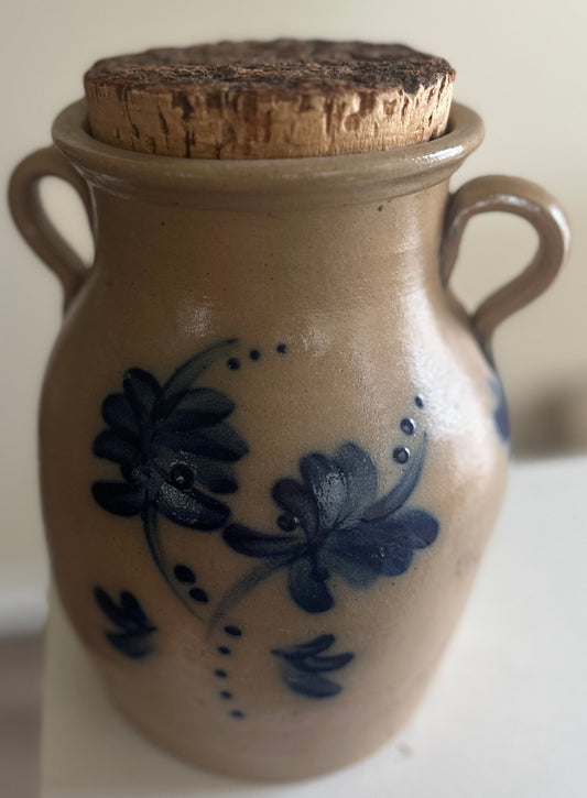 VINTAGE HANDMADE POTTERY JUG WITH CORK TOP