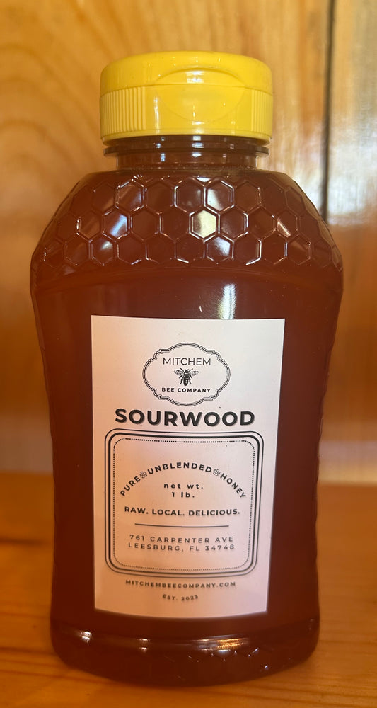 1LB Sourwood Raw Honey - Mitchem Bee Company - Leesburg, Fla